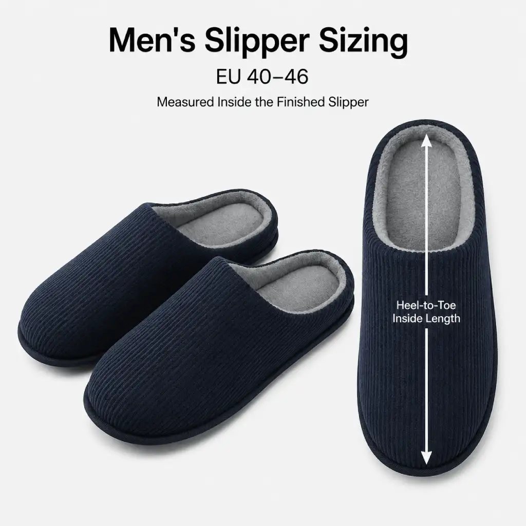 Men’s Corduroy Slippers Size Guide – UT-MS1001