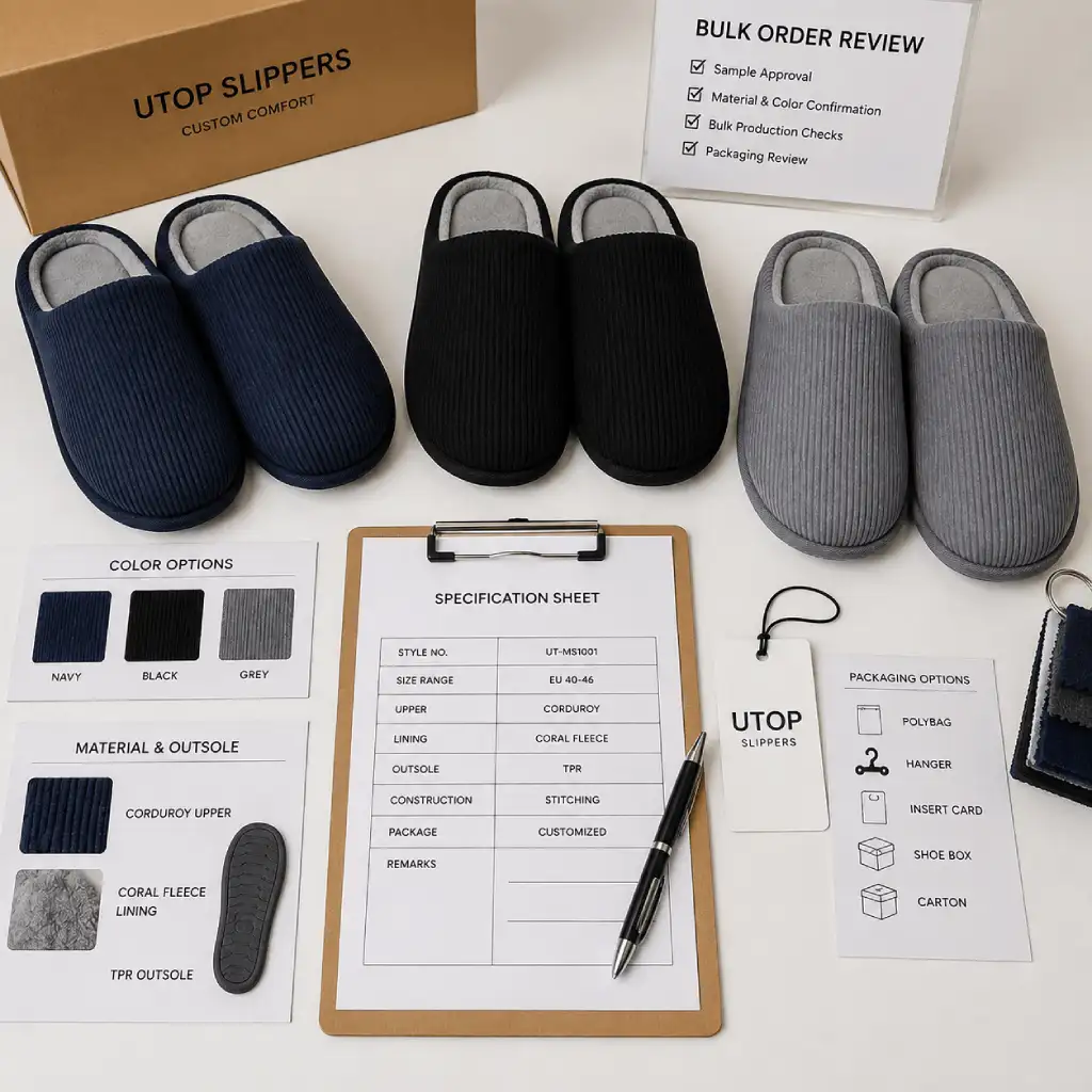 UT-MS1001 Bulk Order Review for Men’s Corduroy Slippers
