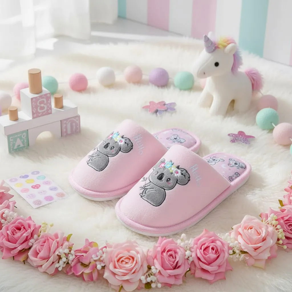 Adorable koala plush slippers for girls suitable for indoor home use