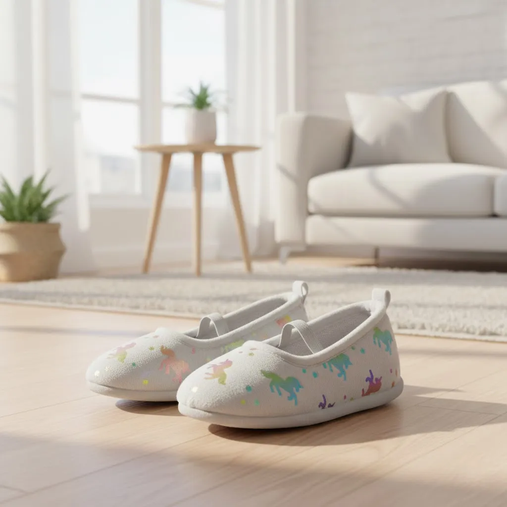Rainbow unicorn house shoes for girls suitable for indoor home use