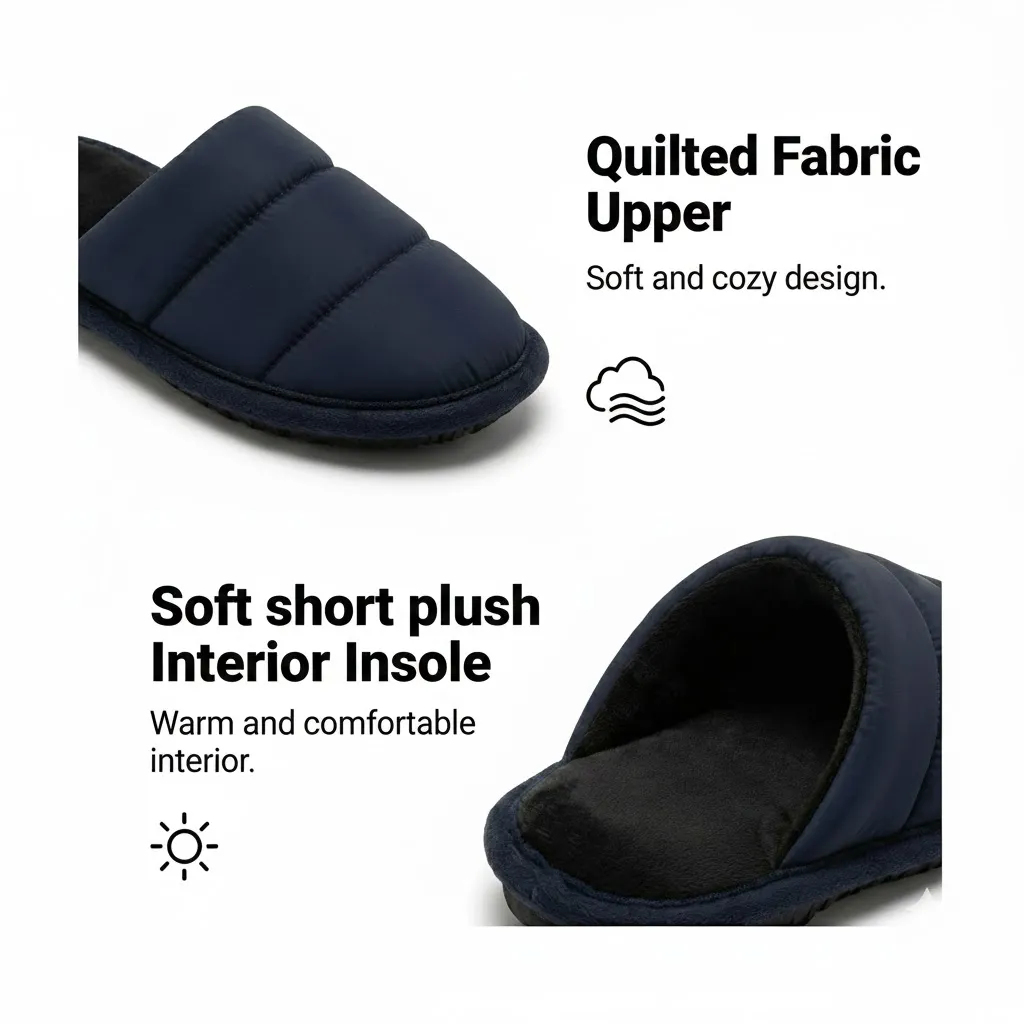 High-quality material detail of boys stylish indoor slippers