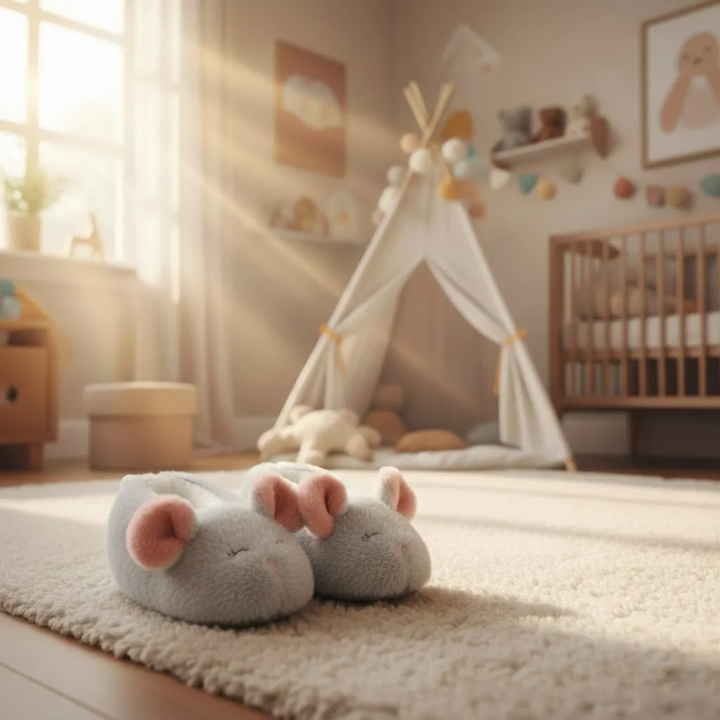 Cute 3D mouse animal kids slippers used indoors at home