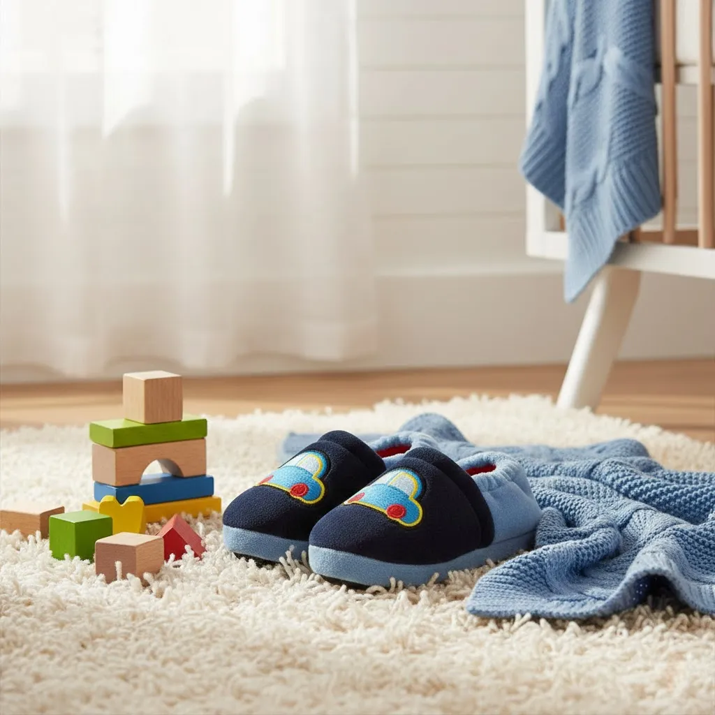 Cute cartoon car slippers for boys suitable for indoor home use