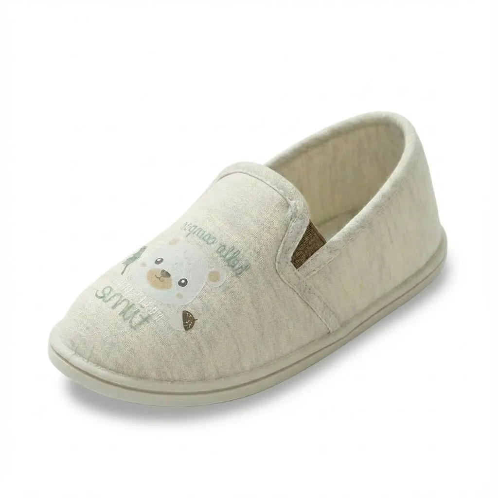 Cute Cartoon Girls Indoor Slippers – Color Beige Front View Color beige cute cartoon injection molded indoor slippers for girls with playful design