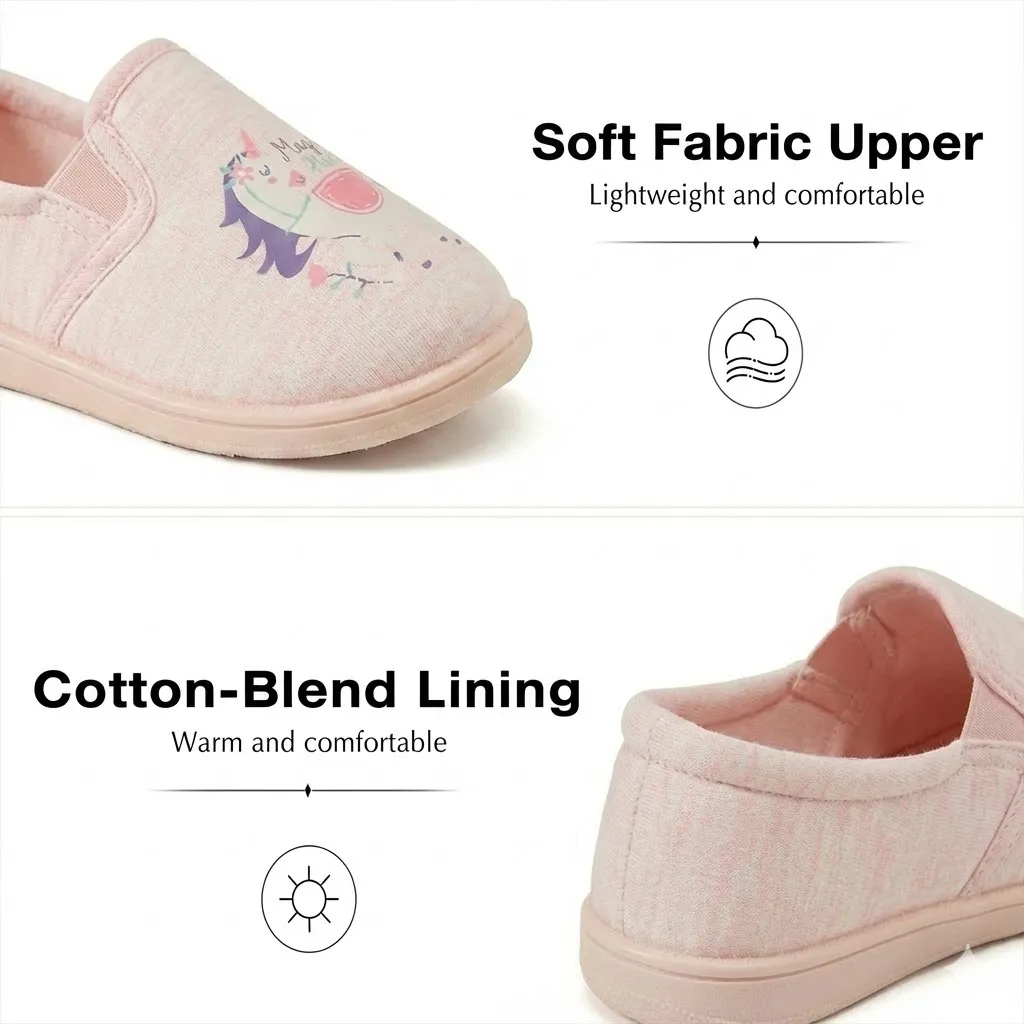 Injection molded material detail of cartoon indoor slippers for girls