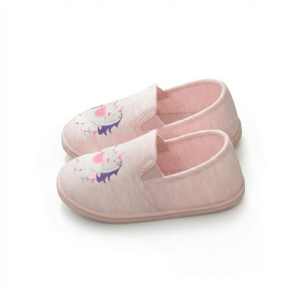 Cartoon Injection Molded Slippers – Color Pink Side View Color pink side view of cute cartoon injection molded indoor slippers for girls
