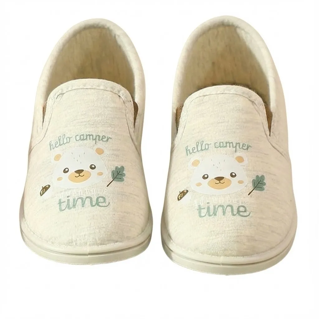 Cartoon Girls Slippers – Color Beige Top View Color beige top view of cute cartoon injection molded indoor slippers for girls
