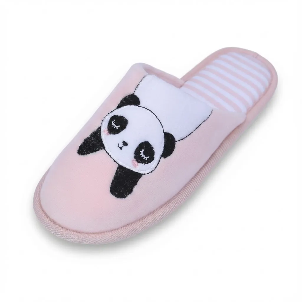 Cute Panda Girls Indoor Slippers – Back Design Back design of cute panda girls indoor slippers with stable heel support