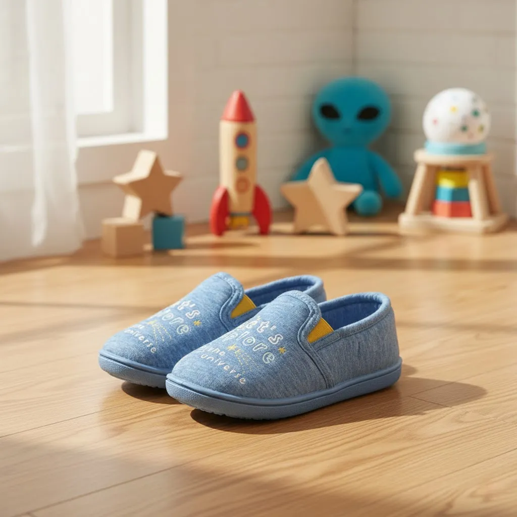Explore the universe themed boys indoor shoes used at home