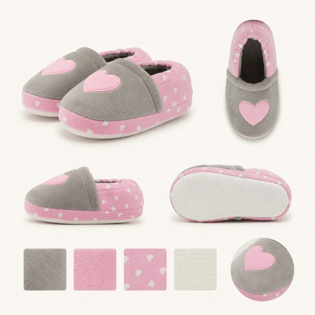 Grey & Pink Colorway Development for Girls’ Slippers – UT-CS1001