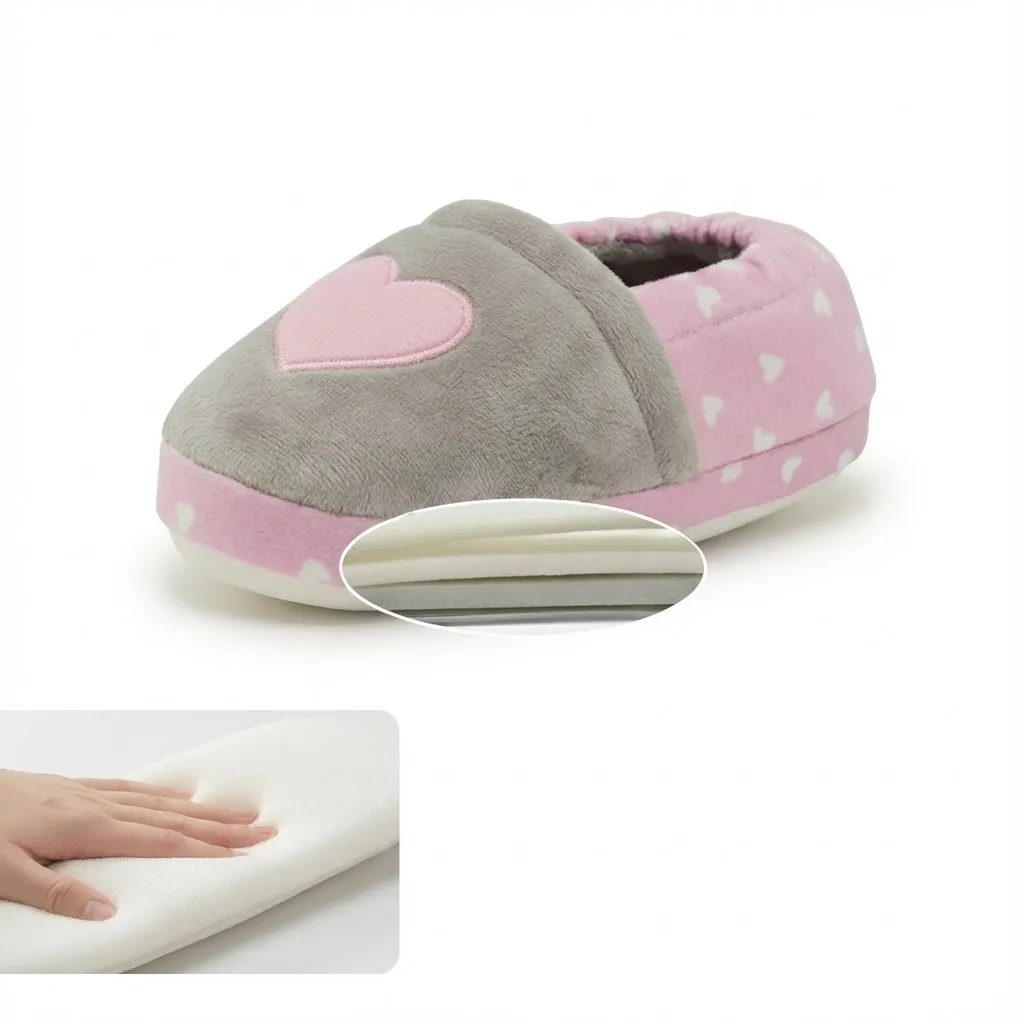 Plush Fabric Detail – Girls Indoor Slippers