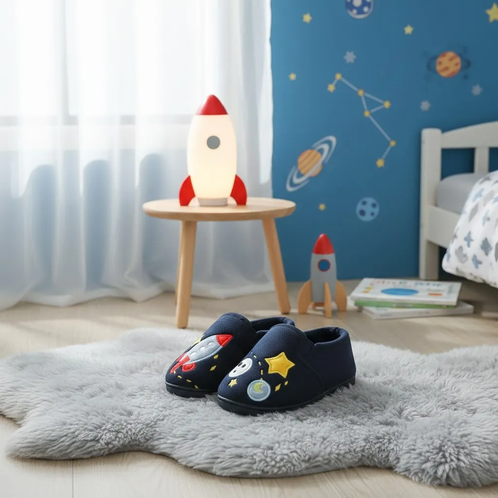 Kids space rocket indoor slippers suitable for indoor home use