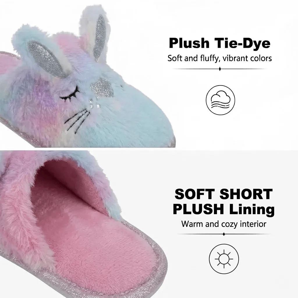 Fabric texture detail of rainbow ombre girls indoor footwear