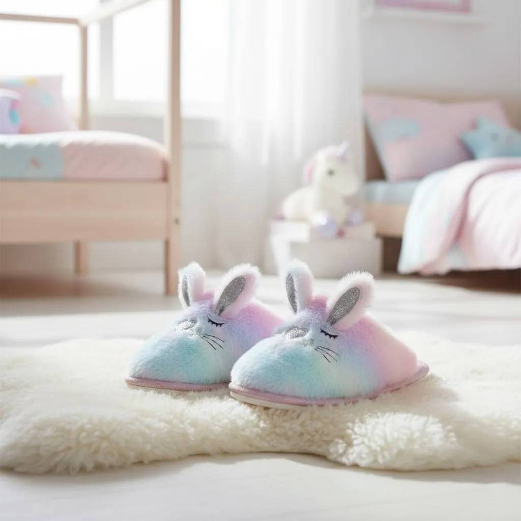 Rainbow ombre girls indoor footwear suitable for indoor home use