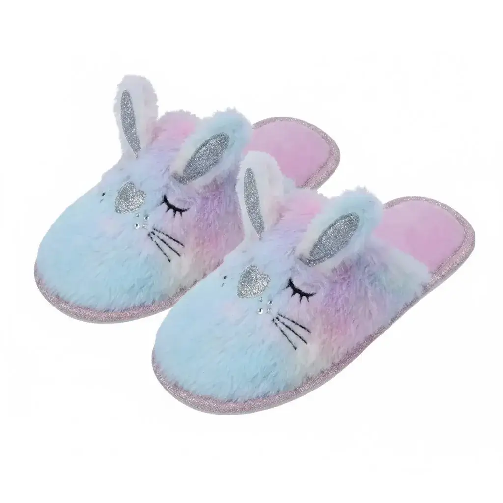 Side view of girls tie dye stitchdown slippers transition