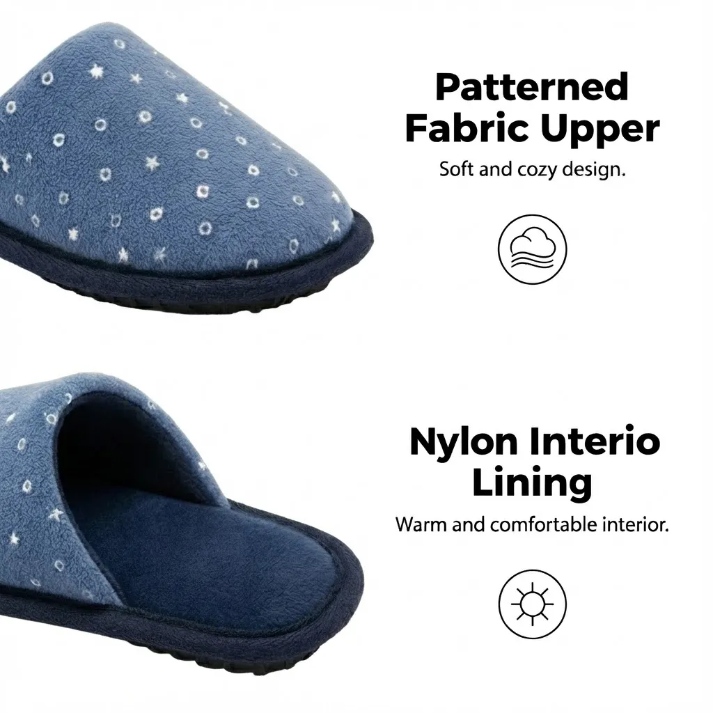 High-quality fabric used in star print boys indoor slippers