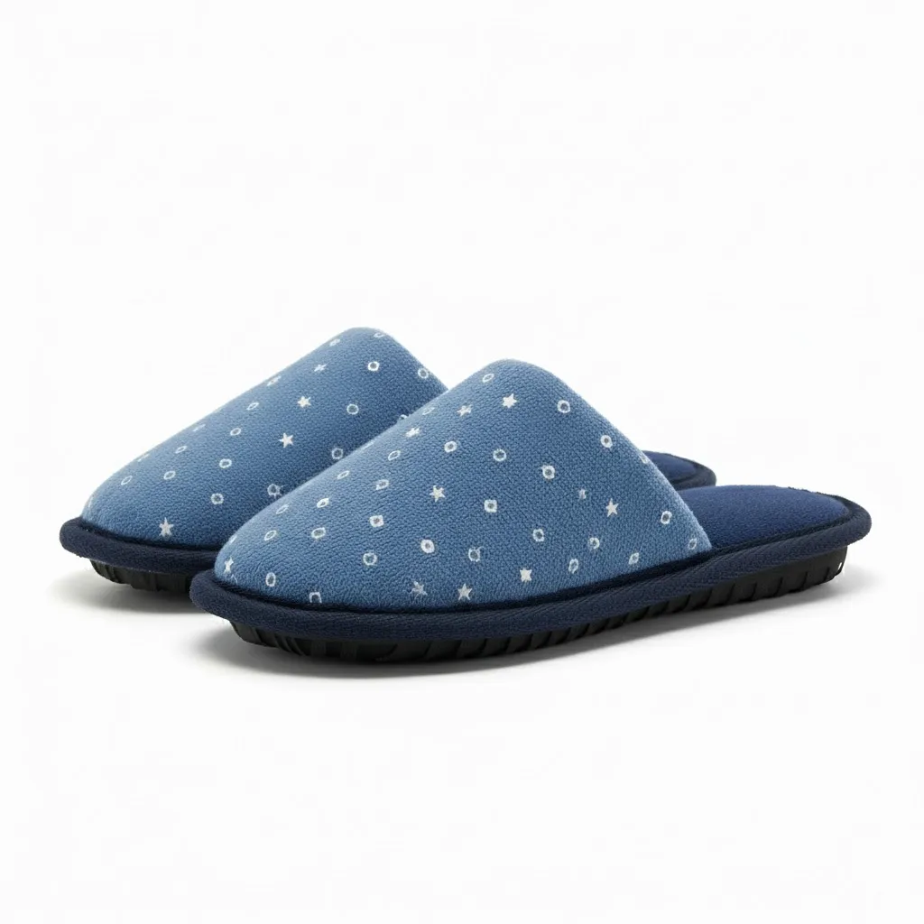 Side view of wholesale kids star print slippers, lightweight and comfortable