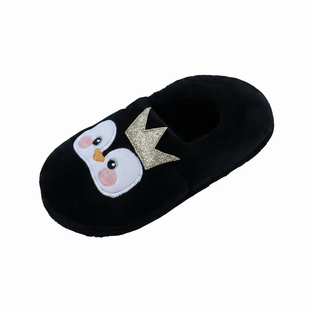 Toddler Girls Animal Plush Slippers – Back Design Back design of toddler girls animal plush slippers with secure heel