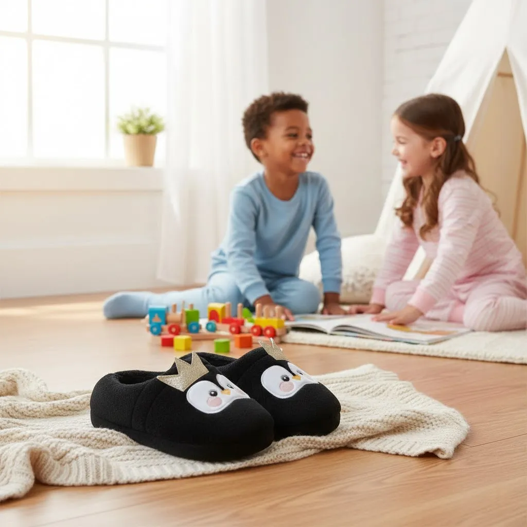 Toddler girls animal plush slippers suitable for indoor home use