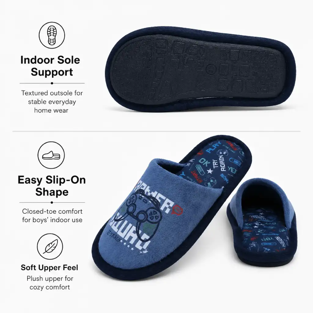 UT-CS1019 Boys Gamer Slippers Size Guide and Fit Notes