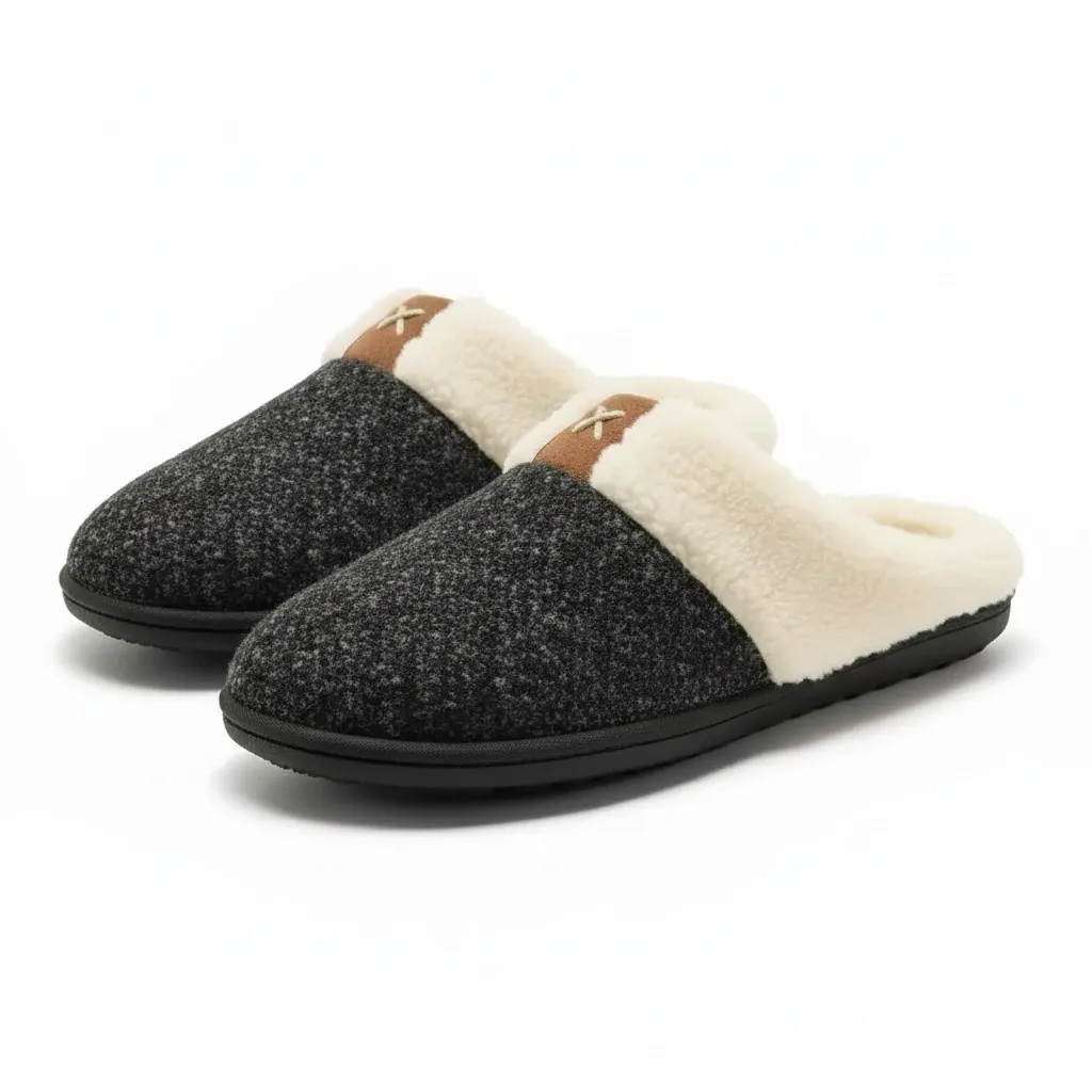 wholesale womens knit fleece slippers front view with cable texture and soft shape