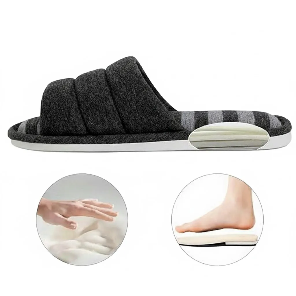 close-up of faux fur striped plush texture on slippers plush striped slippers