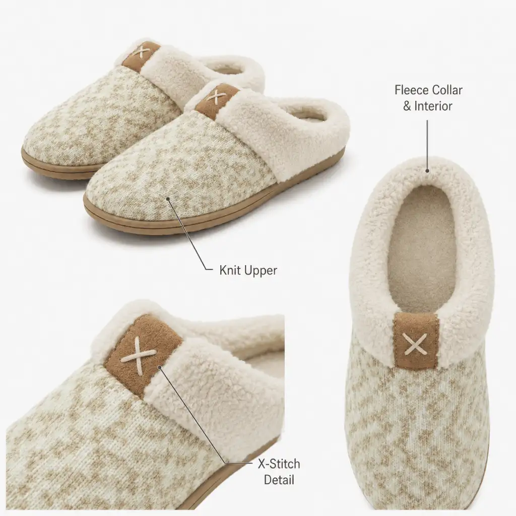 Women’s Knit and Fleece Slipper Details – UT-WS1001