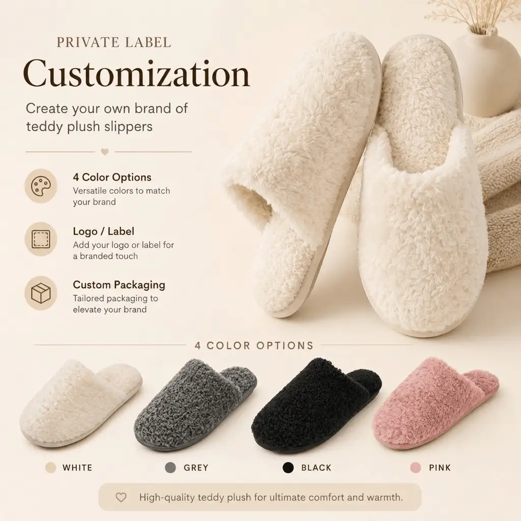 UT-WS1009 Teddy Plush Slippers Customization Options