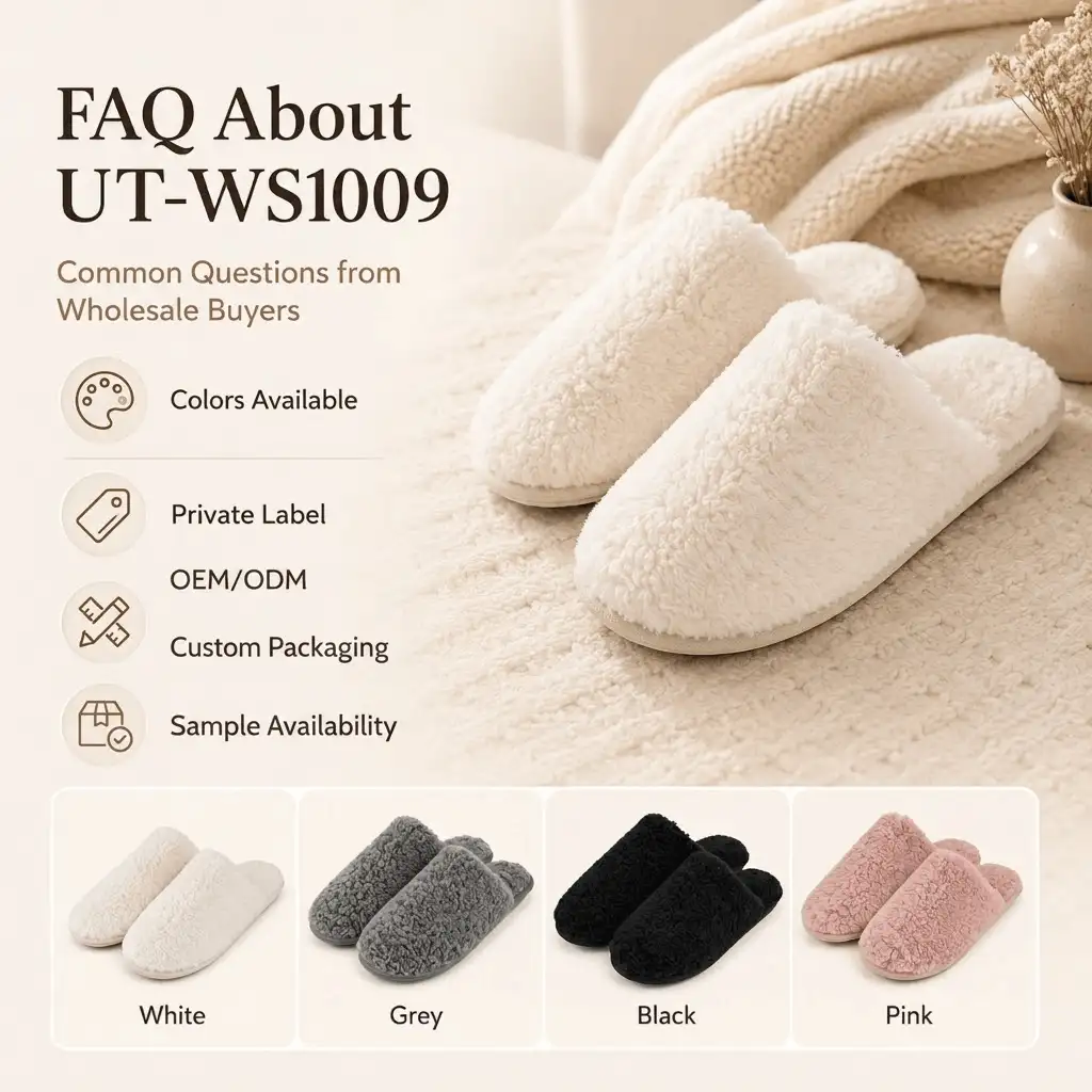 UT-WS1009 Teddy Plush Slippers Detail for FAQ