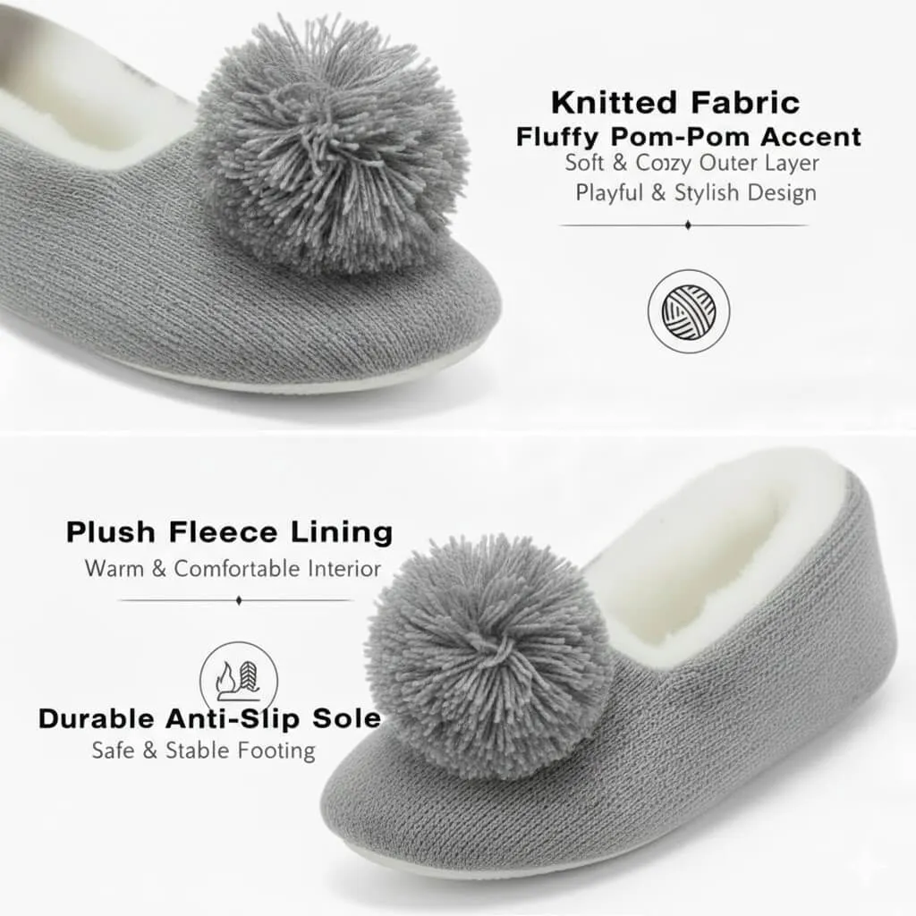 close-up knitted fabric texture Knit Ballerina Slippers