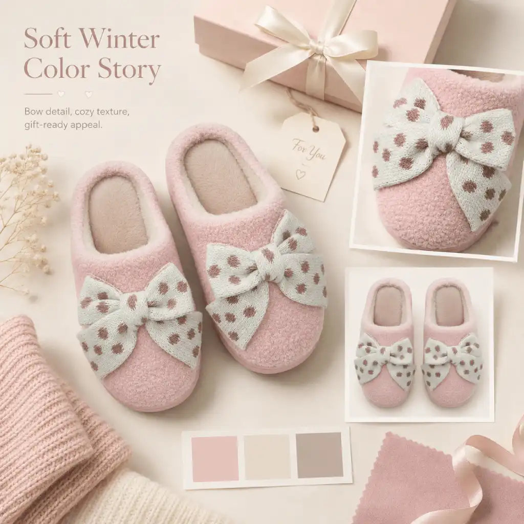 UT-WS1021 Pink Sherpa Fleece Slippers Color Story