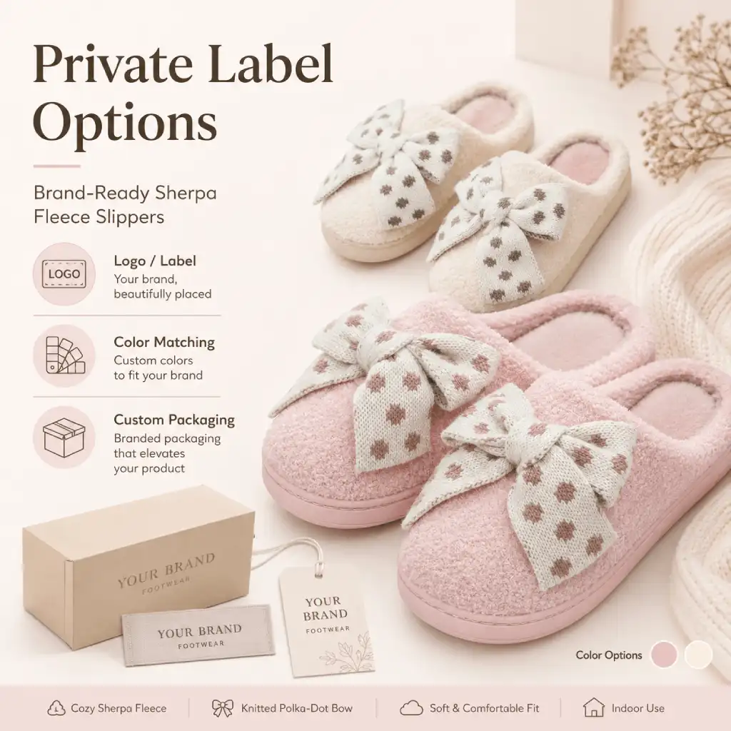 UT-WS1021 Sherpa Fleece Slippers Private Label Options