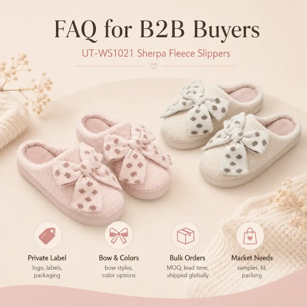UT-WS1021 Sherpa Fleece Slippers FAQ for B2B Buyers