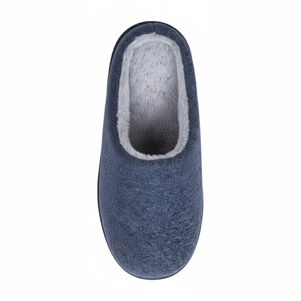 Blue Open Heel Structure – UT-MS1004 open heel design blue slippers Faux Wool Open Back Slippers