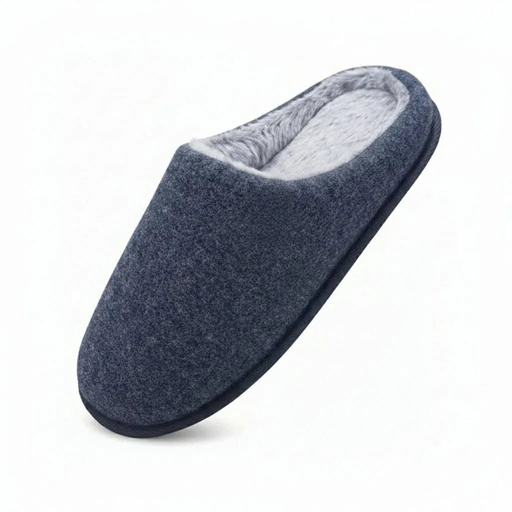 Blue Side Profile Shape – UT-MS1004 side profile blue indoor slides Faux Wool Open Back Slippers