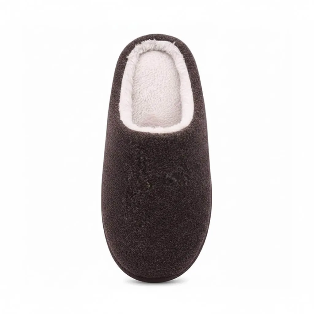 Brown Open Heel Structure – UT-MS1004 open heel design brown slippers Faux Wool Open Back Slippers