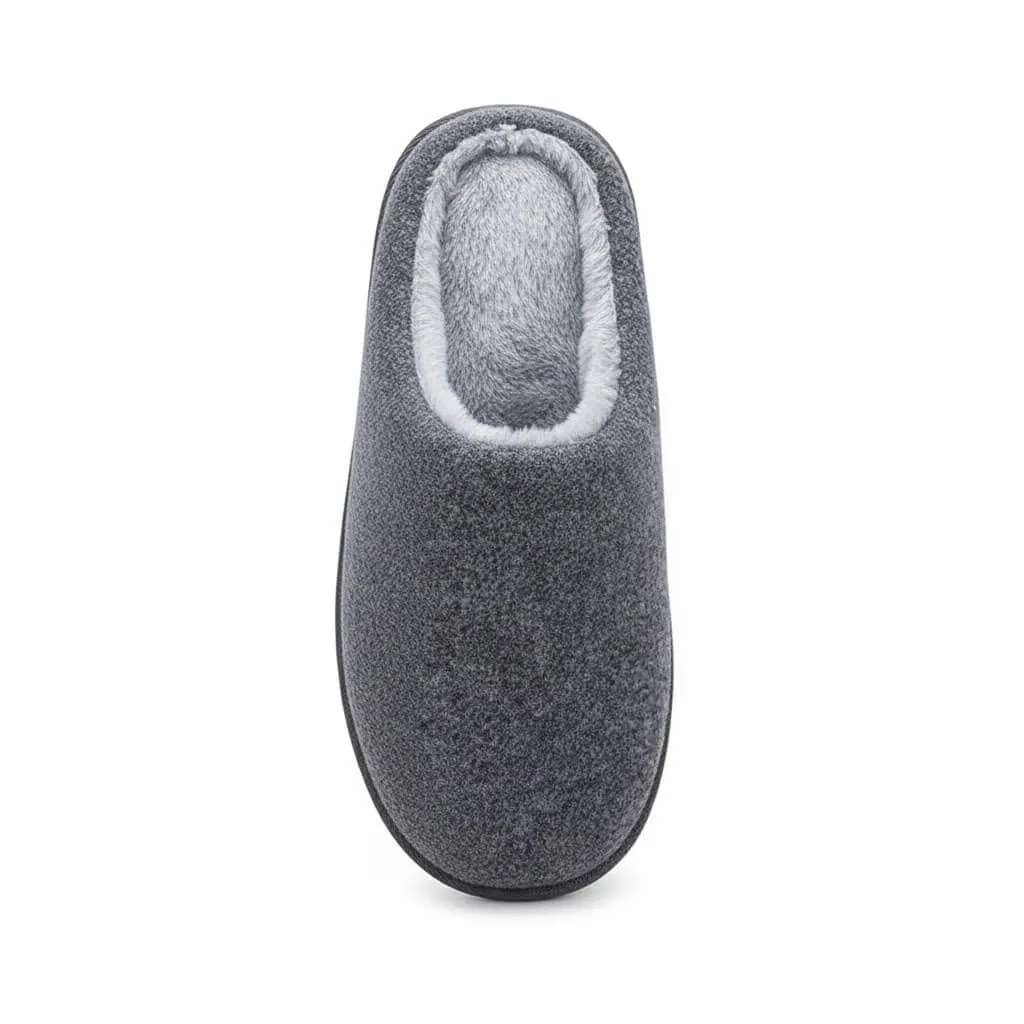 Grey Open Heel Structure – UT-MS1004 open heel design grey slippers Faux Wool Open Back Slippers