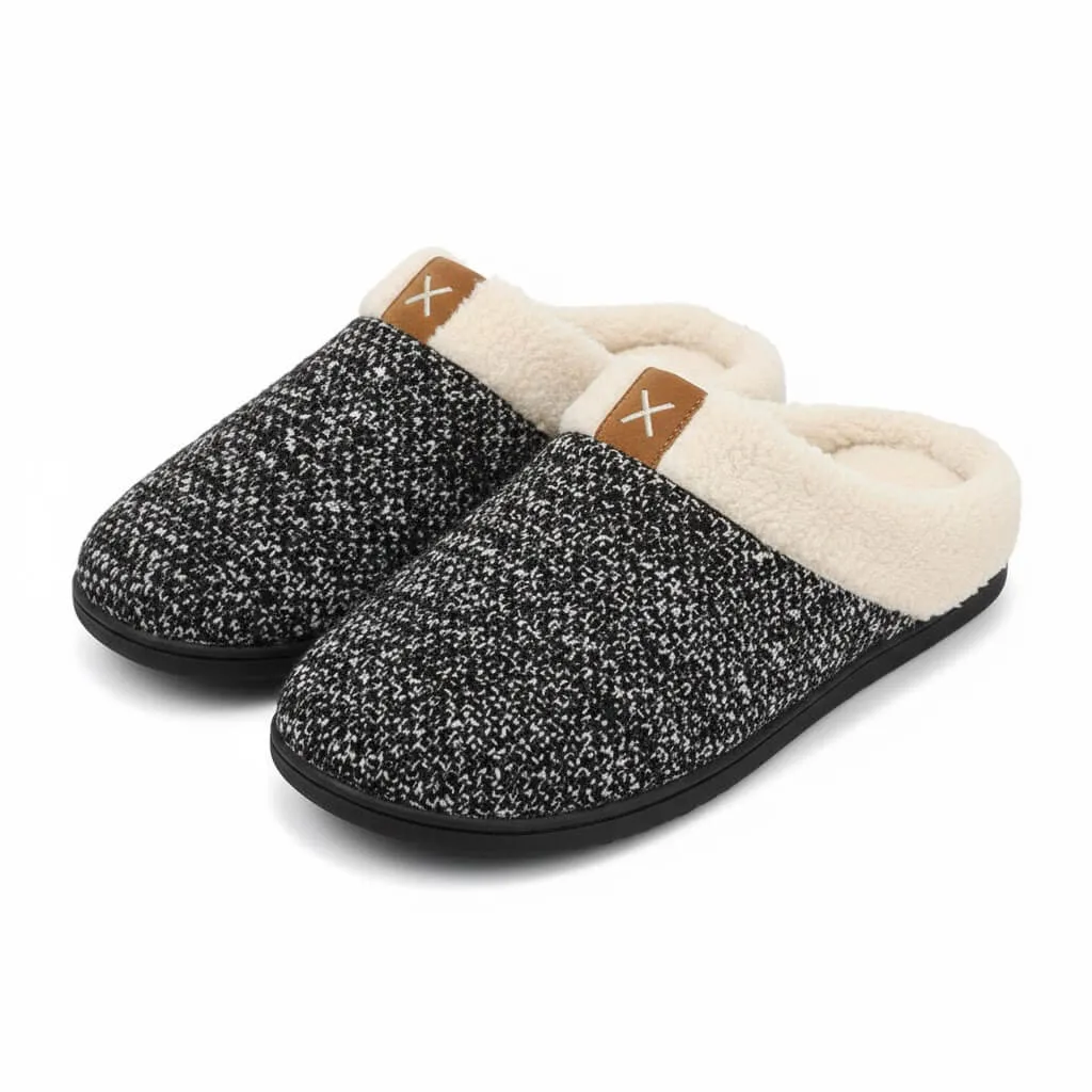 front view grey house shoes Knit Fabric Open Back Slippers UT-MS1005