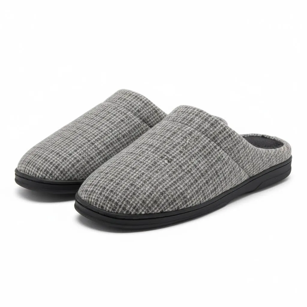 front view grey house shoes Jersey Knit Scuff Slippers UT-MS1008