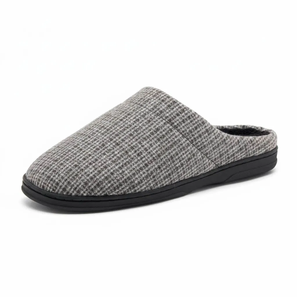 Grey Side Outline – UT-MS1008 side outline grey indoor slides Jersey Knit Scuff Slippers