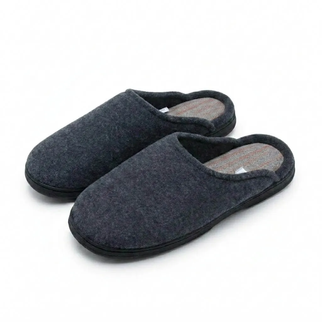 front profile grey house footwear Velvet Open Back Slippers UT-MS1009