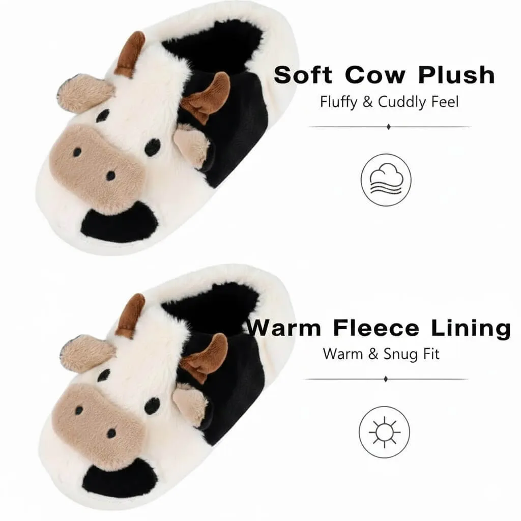 soft plush fabric texture novelty footwear 3D Cow Plush Slippers