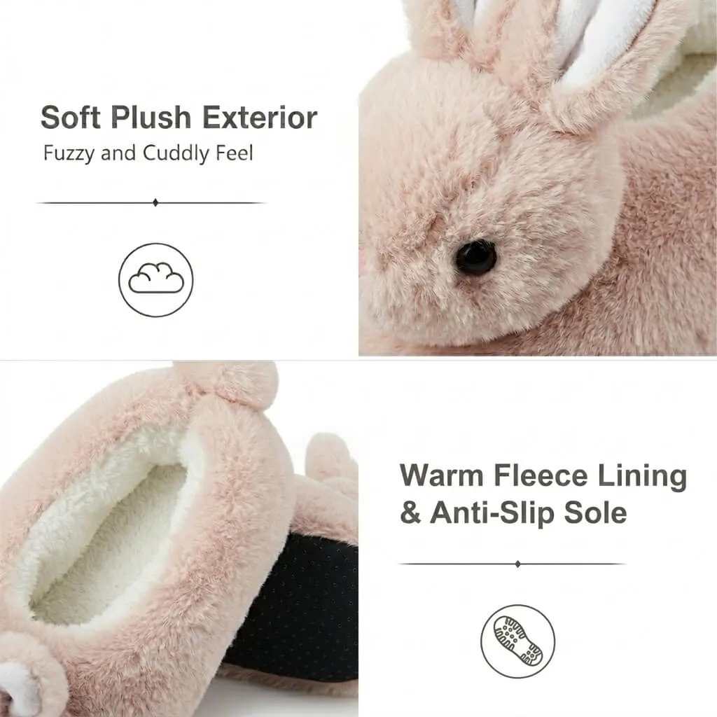 soft plush fabric texture warm slippers 3D Bunny Plush Slippers