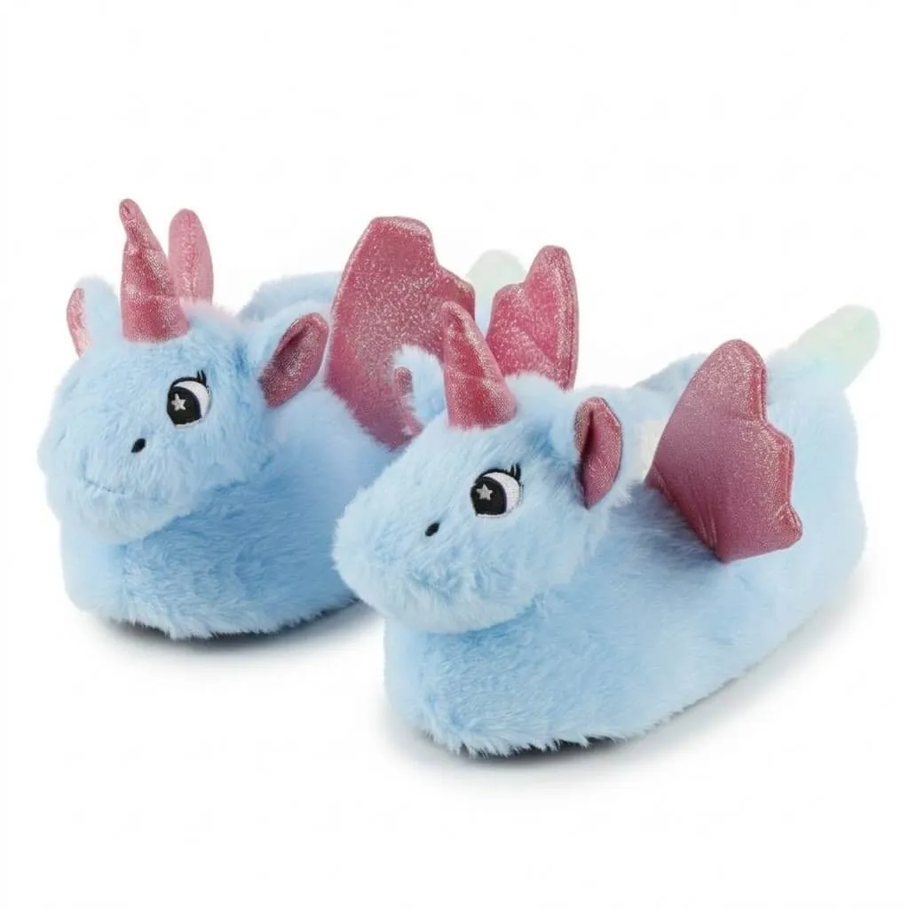 front view blue character house shoes 3D Unicorn Plush Slippers ut-ws1029