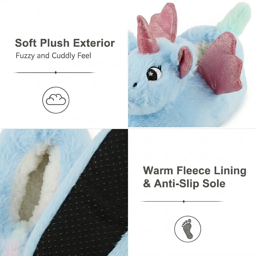 soft plush fabric texture warm slippers 3D Unicorn Plush Slippers