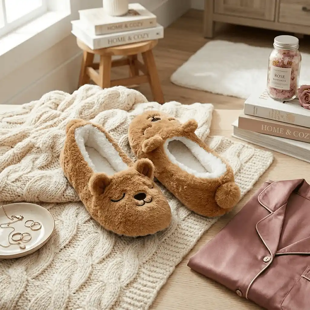single front view bear ballerina plush slipper Bear Ballerina Slippers