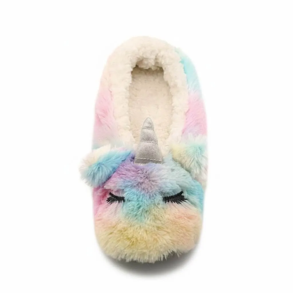 Rainbow Unicorn Single Front – UT-WS1031 single front view unicorn ballerina plush slipper Rainbow Unicorn Ballerina Slippers