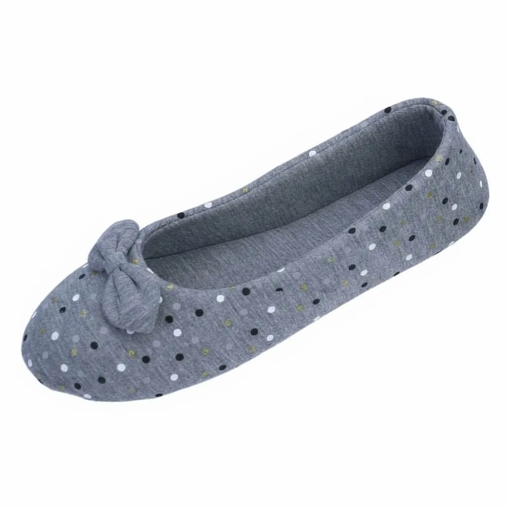 Bow Jersey Ballerina Slippers Side – UT-WS1033 side profile grey jersey ballet shoes Bow Jersey Ballerina Slippers