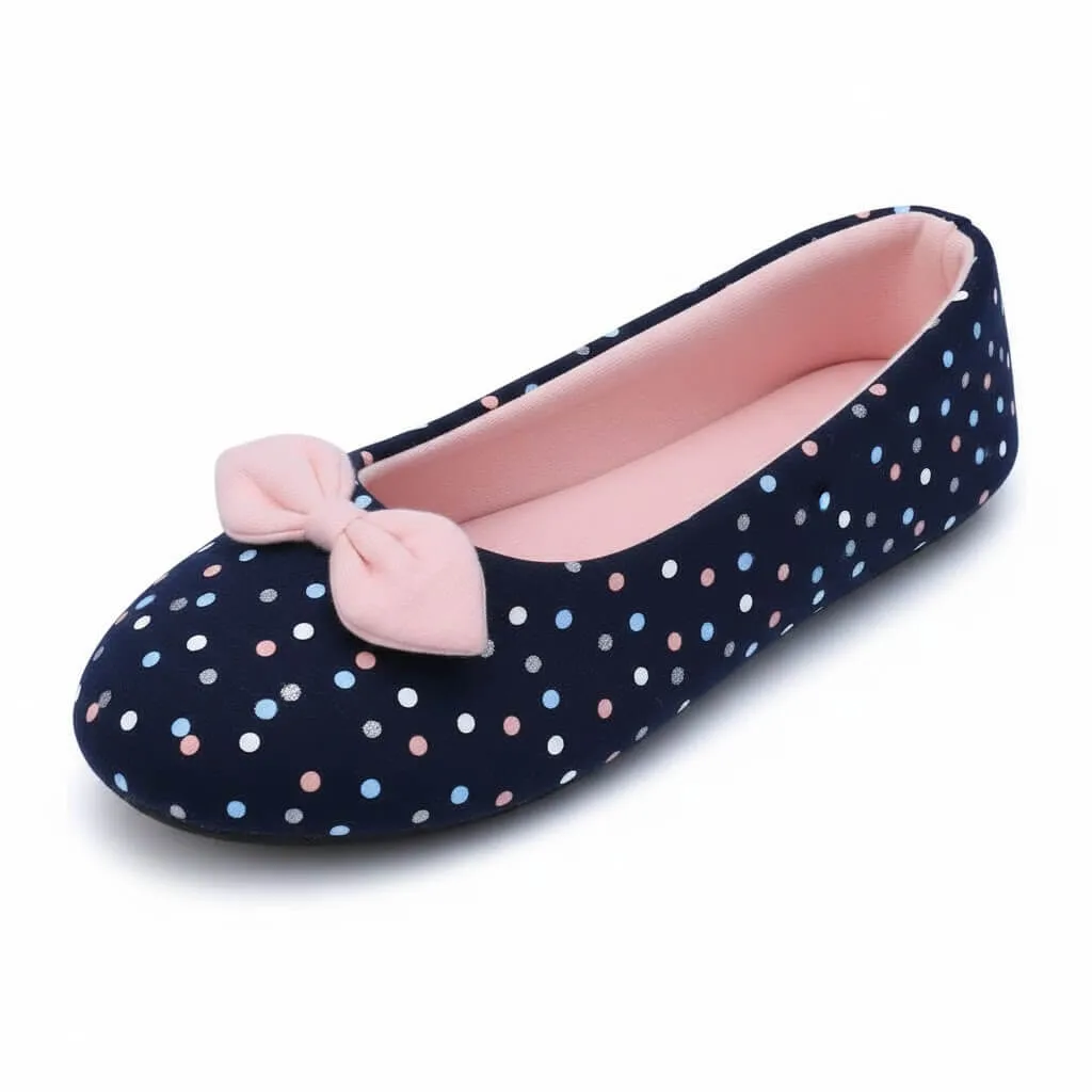Bow Jersey Ballerina Slippers Side – UT-WS1033 side profile navy jersey ballet shoes Bow Jersey Ballerina Slippers