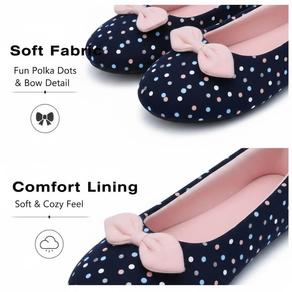 jersey fabric texture navy house shoes Bow Jersey Ballerina Slippers